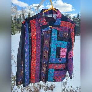 "Bohemian Patchwork" CHICO'S Button Down Jacket